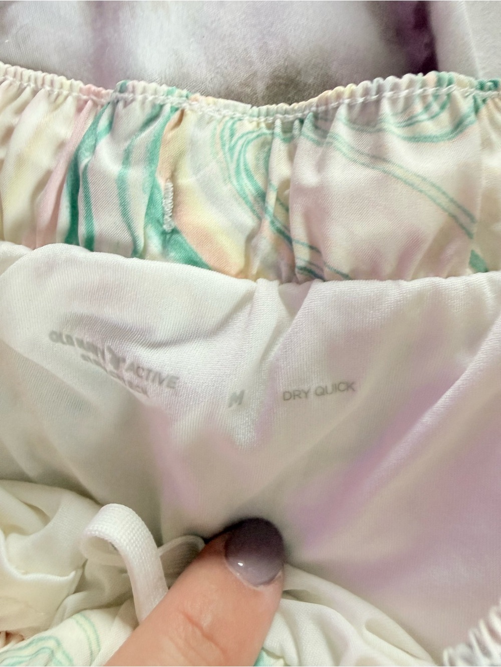 Old Navy Pastel Marble Swirl Athletic Shorts in Mint & Peach - Picture 2 of 3